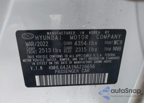 2022 Hyundai Sonata Sel z USA, uszkodzony, nr VIN KMHL64JA1NA216656